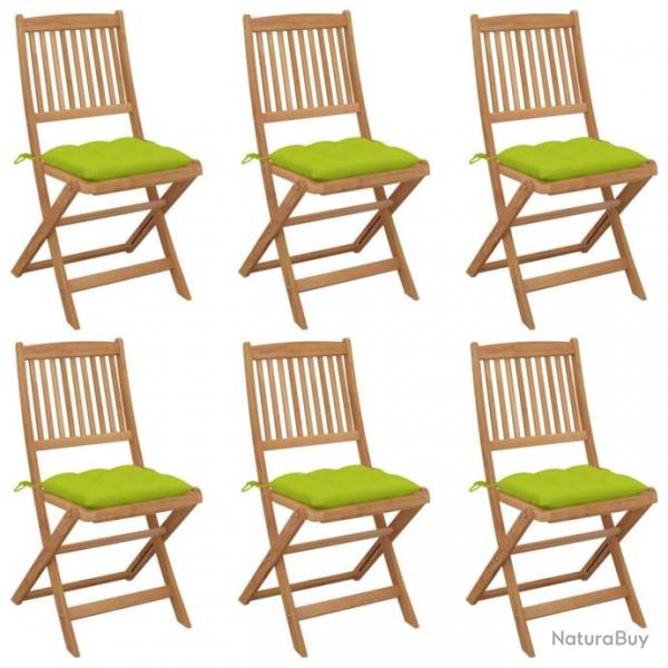 Chaises pliables de jardin 6 pcs avec coussins Bois d'acacia