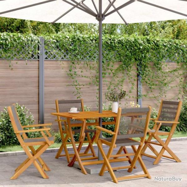 Chaises pliables de jardin 4 pcs gris bois d'acacia massif