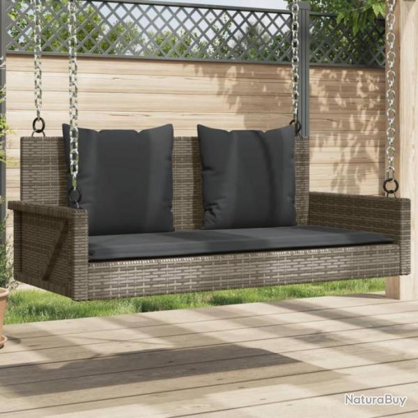 Balancelle avec coussins gris 119x56x48 cm rsine tresse