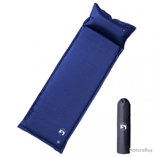 Matelas de camping autogonflant oreiller 1 personne bleu marine