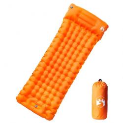 Matelas de camping autogonflant avec oreiller 1 personne orange