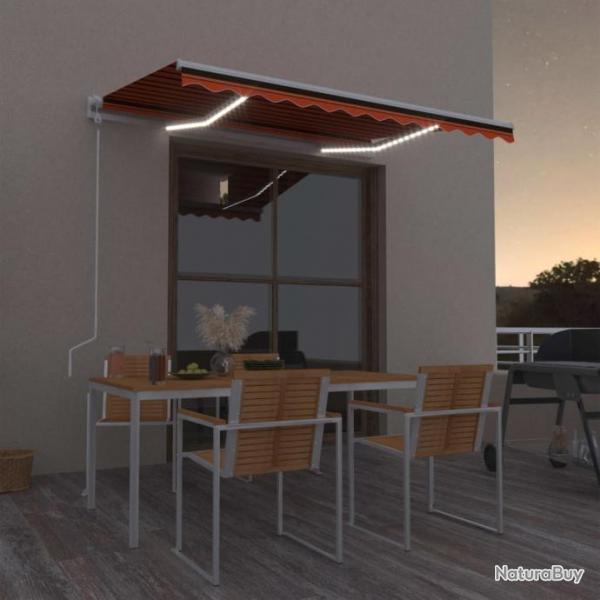 Auvent automatique capteur de vent/LED 300x250 cm Orange/marron