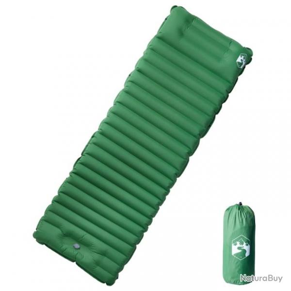 Matelas de camping autogonflant avec oreiller 1 personne vert