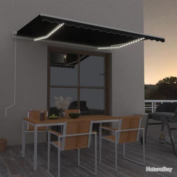 Auvent automatique capteur de vent et LED 400x300 cm Anthracite