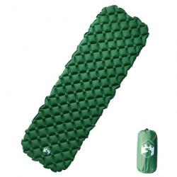 Matelas de camping gonflable 1 personne vert 190x58x6 cm