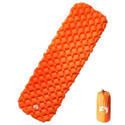 Matelas de camping gonflable 1 personne orange 190x58x6 cm