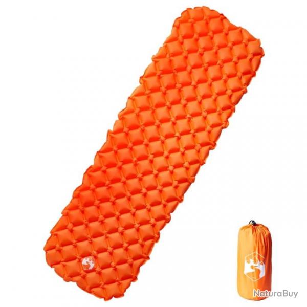 Matelas de camping gonflable 1 personne orange 190x58x6 cm