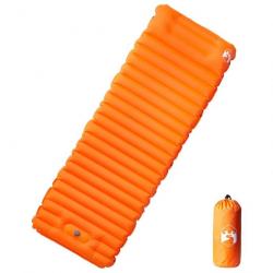 Matelas de camping autogonflant avec oreiller 1 personne orange