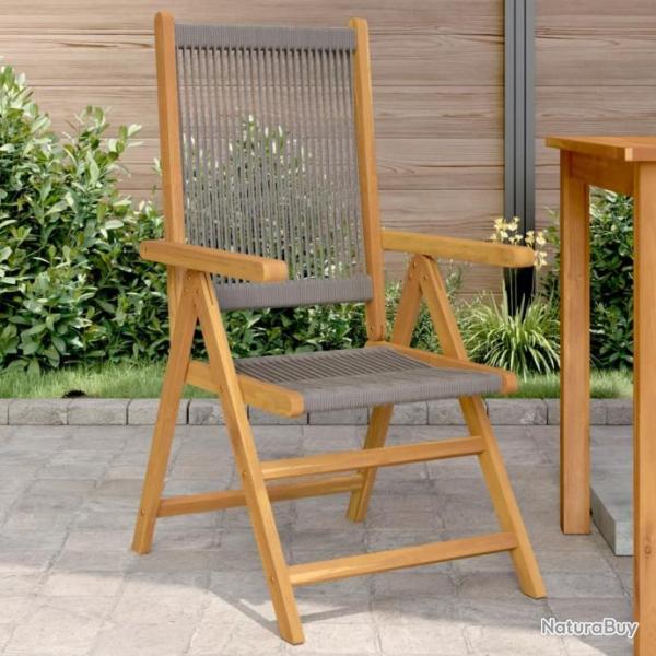 Chaises de jardin lot de 2 gris bois d'acacia et polypropylne