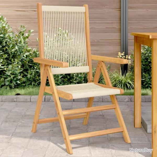 Chaises de jardin lot de 2 beige bois d'acacia et polypropylne