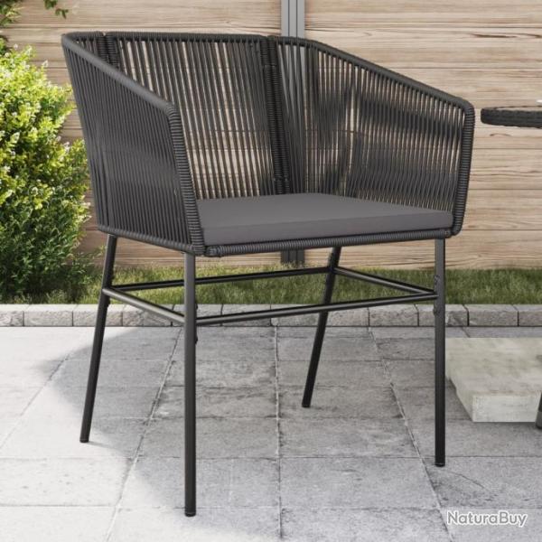 Chaises de jardin lot de 2 avec coussins noir rsine tresse