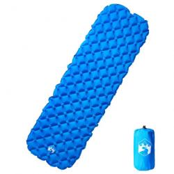 Matelas de camping gonflable 1 personne bleu 190x58x6 cm