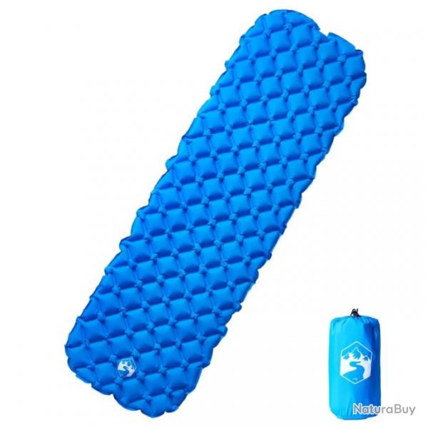 Matelas de camping gonflable 1 personne bleu 190x58x6 cm