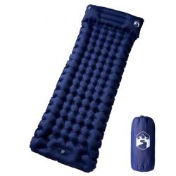 Matelas de camping autogonflant oreiller 1 personne bleu marine