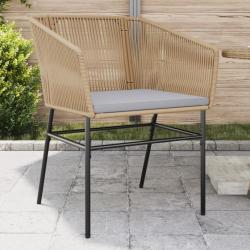 Chaises de jardin lot de 2 et coussins marron rotin