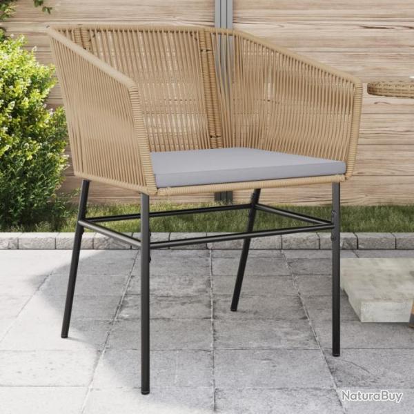 Chaises de jardin lot de 2 et coussins marron rotin