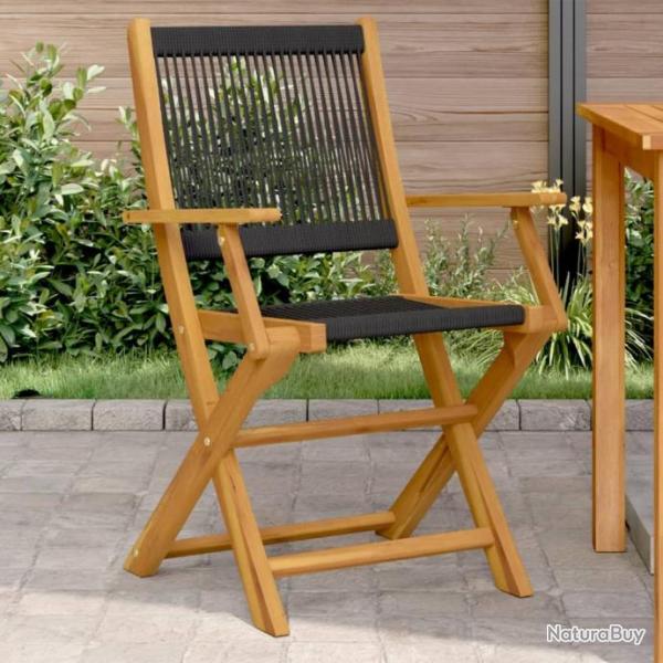 Chaises de jardin lot de 2 noir bois d'acacia et polypropylne