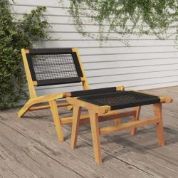 Chaise de jardin et repose-pieds Bois teck solide et polyester