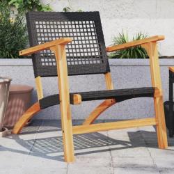 Chaises de jardin lot de 2 noir résine tressée et bois d'acacia