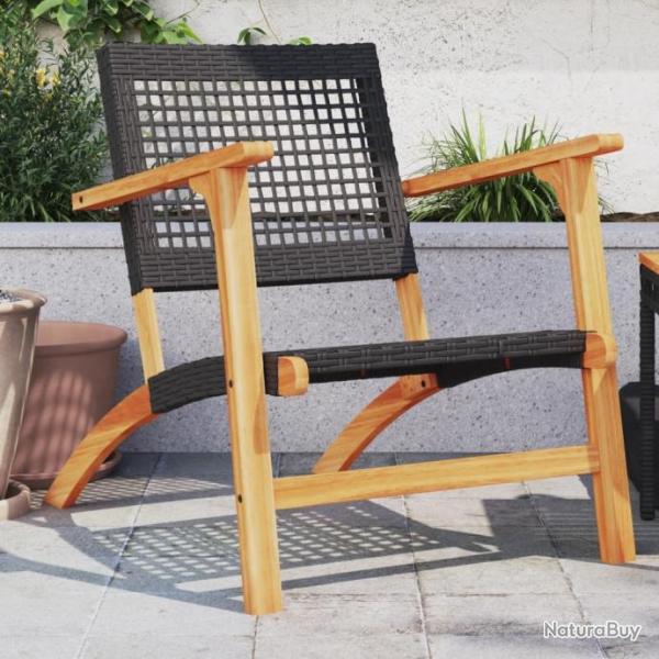 Chaises de jardin lot de 2 noir rsine tresse et bois d'acacia