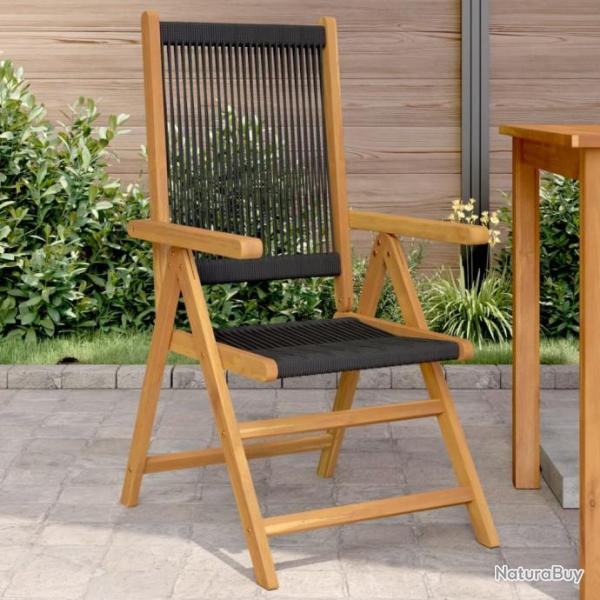 Chaises de jardin lot de 2 noir bois d'acacia et polypropylne