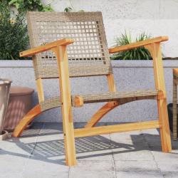 Chaises de jardin lot de 2 beige résine tressée bois d'acacia