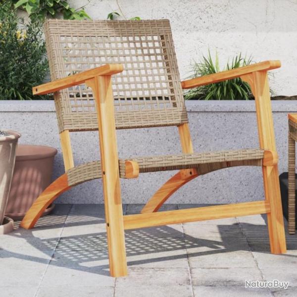 Chaises de jardin lot de 2 beige rsine tresse bois d'acacia