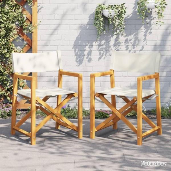 Chaises de jardin pliables lot de 2 blanc crme tissu