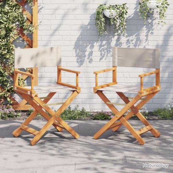 Chaises de jardin pliables lot de 2 blanc crme tissu