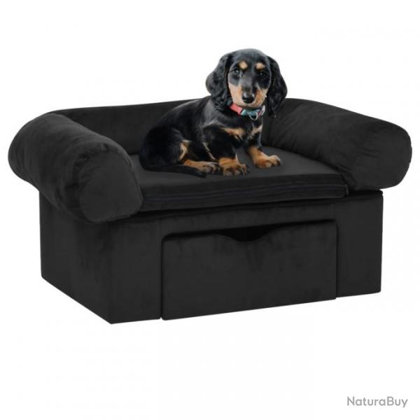 Canap pour chien avec tiroir Noir 75x50x38 cm Peluche