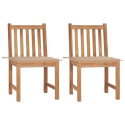 Chaises de jardin 2 pcs avec coussins Bois de teck massif