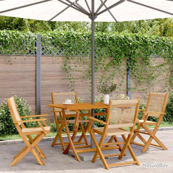 Chaises de jardin pliantes lot de 4 beige bois d'acacia massif