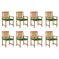 Chaises de jardin avec coussins 8 pcs Bois d'acacia solide