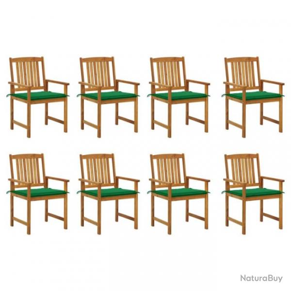 Chaises de jardin avec coussins 8 pcs Bois d'acacia solide