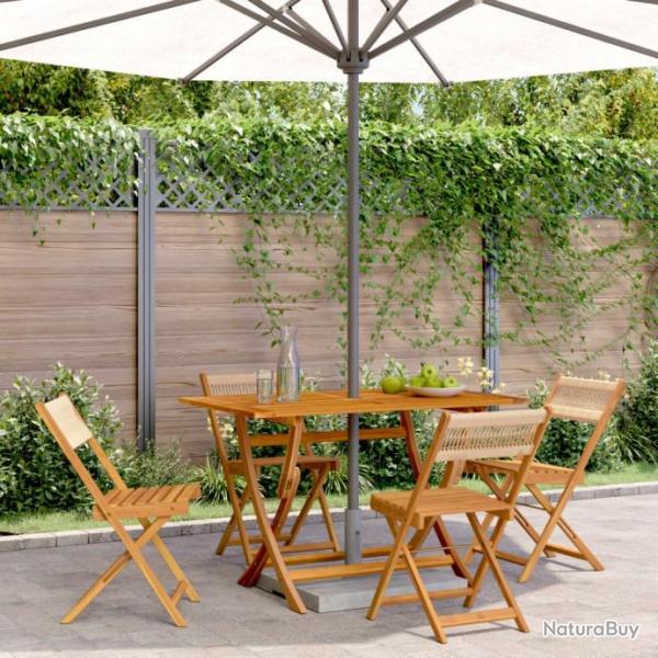 Chaises de jardin pliantes lot de 4 beige bois d'acacia massif