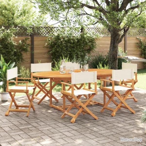 Chaises de jardin pliables lot de 6 blanc crme tissu