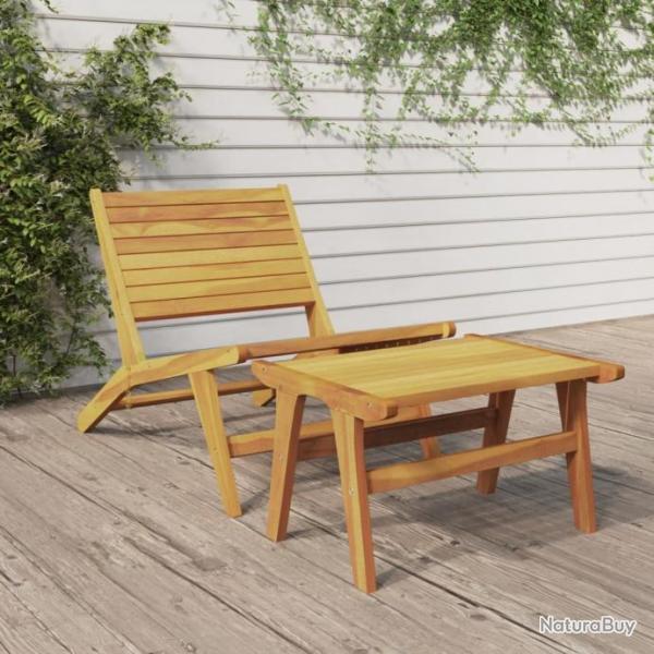 Chaise de jardin avec repose-pieds Bois de teck solide