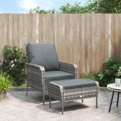 Chaise de jardin avec tabouret gris résine tressée