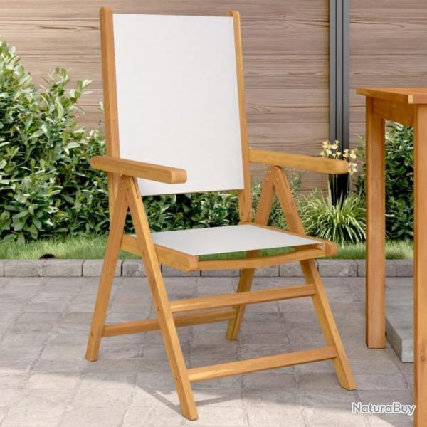 Chaises de jardin lot de 2 blanc crme bois acacia massif tissu