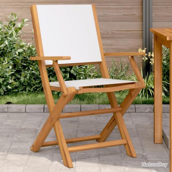 Chaises de jardin lot de 2 blanc crme bois acacia massif tissu