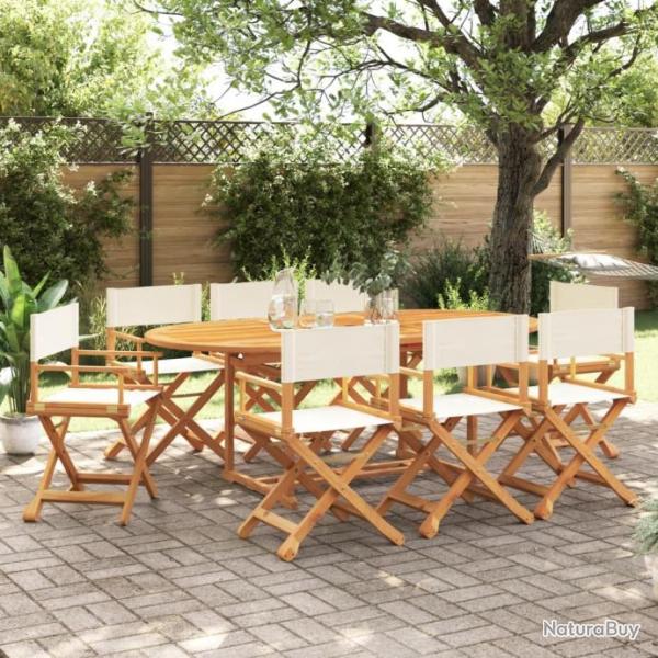 Chaises de jardin pliables lot de 8 blanc crme tissu