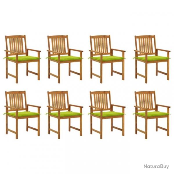 Chaises de jardin avec coussins 8 pcs Bois d'acacia solide