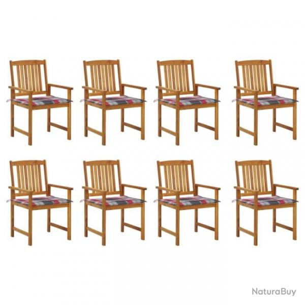 Chaises de jardin avec coussins 8 pcs Bois d'acacia solide