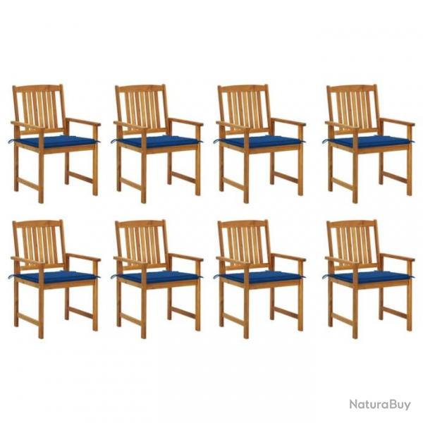 Chaises de jardin avec coussins 8 pcs Bois d'acacia solide