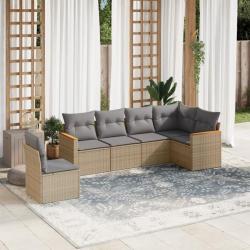 Salon de jardin avec coussins 6pcs mélange beige résine tressée