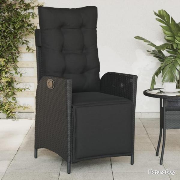 Chaise inclinable de jardin et repose-pied noir rsine tresse