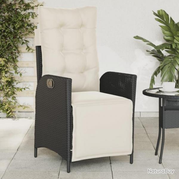 Chaise inclinable de jardin et repose-pied noir rsine tresse