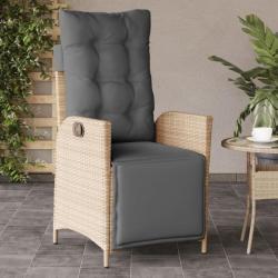 Chaise inclinable de jardin et repose-pied mélange beige rotin