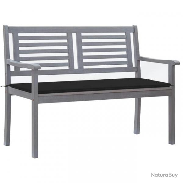 Banc de jardin 2 places avec coussin 120 cm Gris Eucalyptus