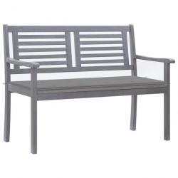 Banc de jardin 2 places avec coussin 120 cm Gris Eucalyptus